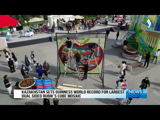Kazakhstan sets Guinness World Record for largest dual sided Rubik’s cube mosaic