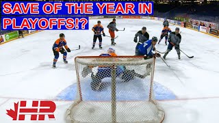 Save of the year in first playoff game!? Blades hockey Goalie GoPro