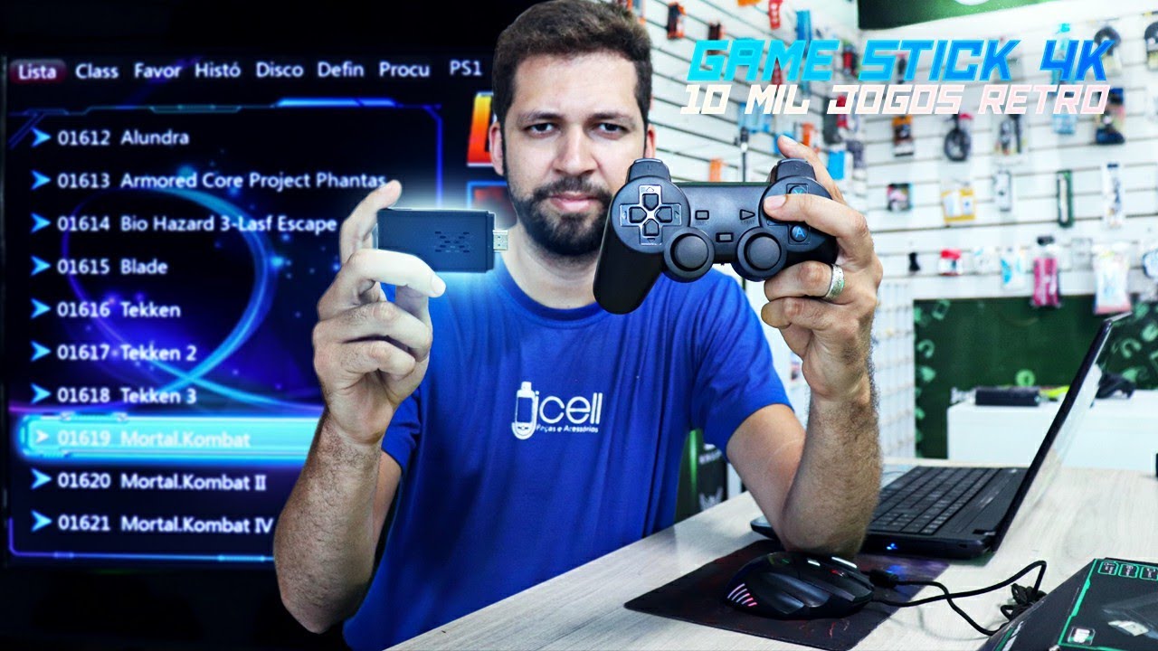 Game Stick 4K, o Video Game Pendrive com mais de 10 Mil Jogos, (2.4G Wireless Controller Gamepad)