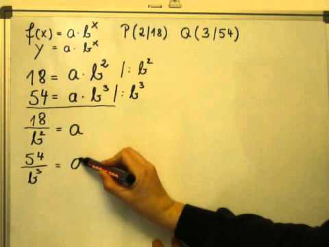 Exponentialfunktion aus zwei Punkten bestimmen