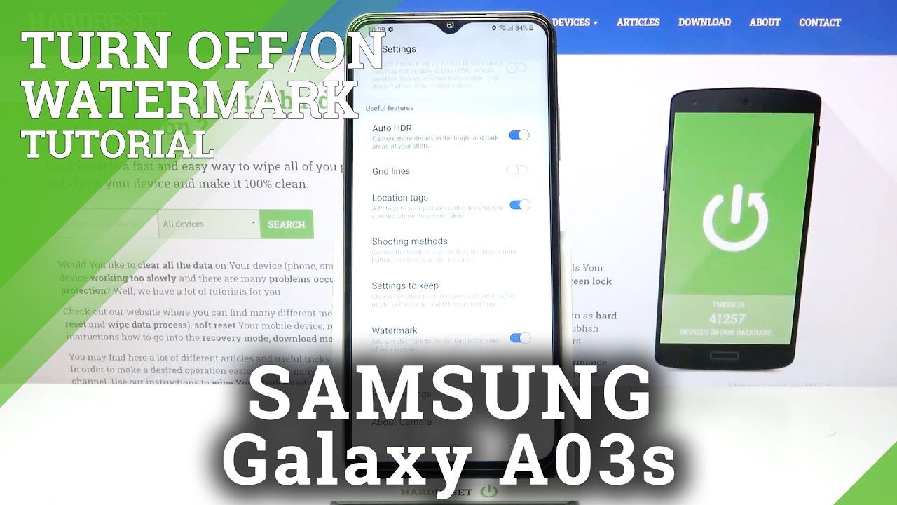 How to Turn On/Off Camera Watermark in SAMSUNG Galaxy A03s – Customize Watermark