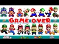 Every Super Mario & Luigi Death animation and Game Over Screen Game and LEGO