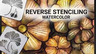Reverse Stenciling WATERCOLOR flowers - relaxing painting process - 314