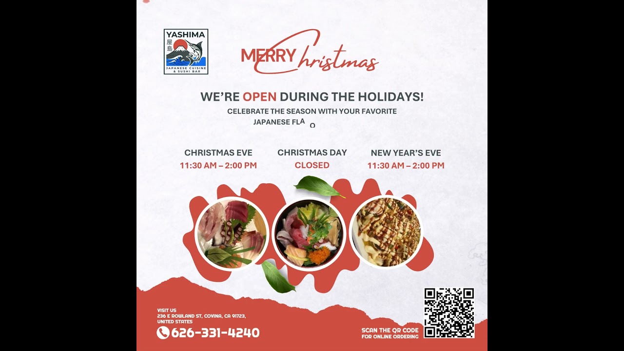 Yashima Holiday Hours