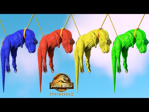 T-Rex Colors Vs godzilla Vs  Spinosaurus vs Triceratops Dinosaurs Fighting Jurassic World Evolution