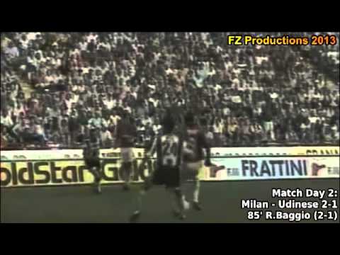Serie A 1995-1996, day 2 Milan - Udinese 2-1 (R.Baggio goal)