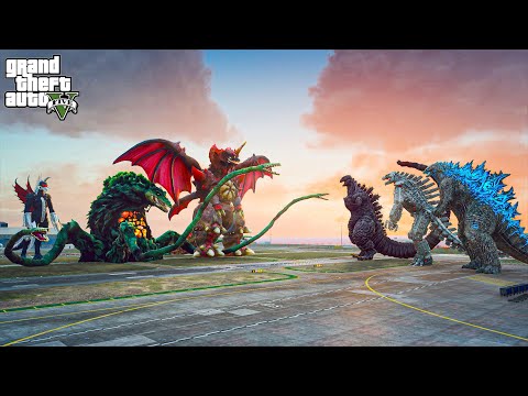 Godzilla, Mechagodzilla and Shin Godzilla vs Destroyah Team - GTA V Mods