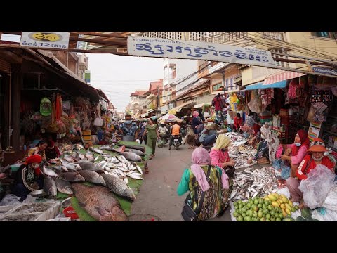 Morning Market Scenes - Walking Around Market Street Food At Phsa​ Chrang Chom Reh​  @ Russey Keo