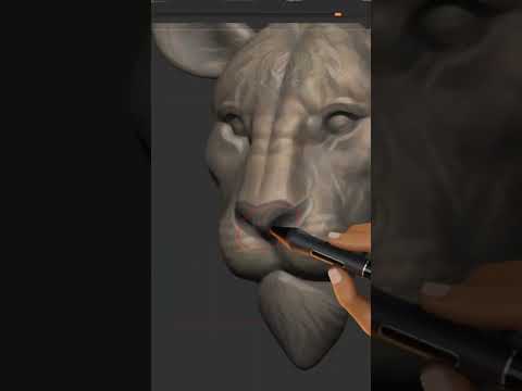 3D sculpting Lion in Zbrush by Starkstefen3D #3dprint #3dprinting #3dsculpt #zbrush