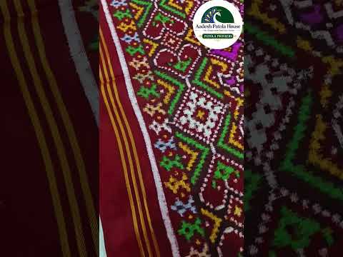 Double ikat Patola Saree Red Selari And Pink Manekchowk motifs
