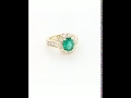 video icon number one for Emerald and Diamond Ring 18 Karat Yellow Gold Ring item 201-00120