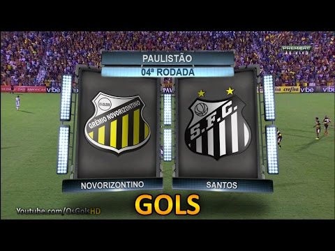 Gols, Novorizontino 3 x 3 Santos - Paulistão 13/02/2016