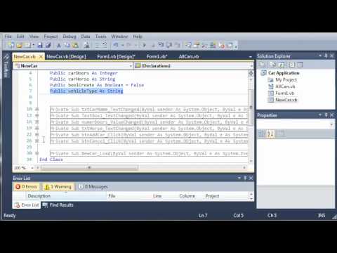 Visual Basic Tutorial - 122 - Car Part 17   Creating And Accessing Different Car Types