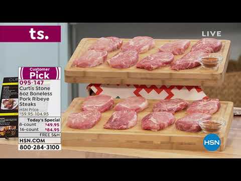 Curtis Stone (8) 6oz Boneless Pork Ribeye Steaks with...