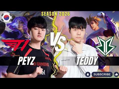 T1 Peyz vs BRO Teddy - Peyz YUNARA vs Teddy EZREAL ADC - Patch 26.3 KR Ranked | lolrec