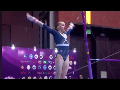 Elena Colas struggles on Uneven Bars in the all-around final - Junior World Championships 2025