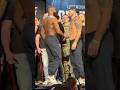 JON JONES AND STIPE MIOCIC SHAKE HANDS AT FINAL FACE OFF BEFORE UFC 309