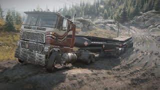 Transporting Oversized Double Trailer Dangerous Material - SnowRunner | Logitech G29 gameplay