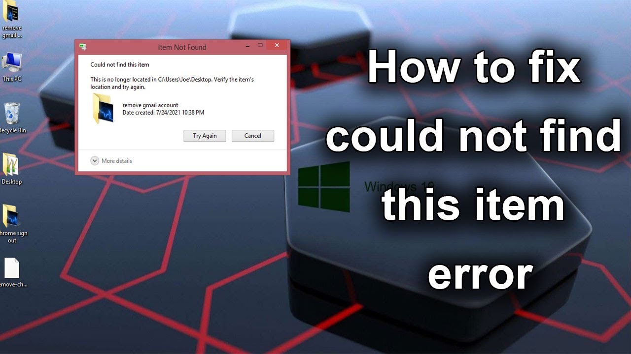 Unable to delete folder error could not find this item - Smart Enough