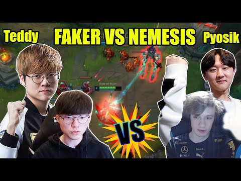 Nemesis VS Faker Mid stirred up the audience ( Nemesis + Pyosik VS Faker + Teddy )
