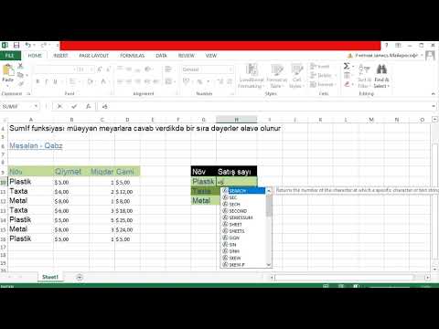 Microsoft Excel 2016 - SumIf funksiyası
