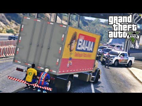 GTA 5 | MESSI E NEYMAR PEGA RABEIRA NO CAMINHÃO DAS CASAS BAHIA EM FUGA !