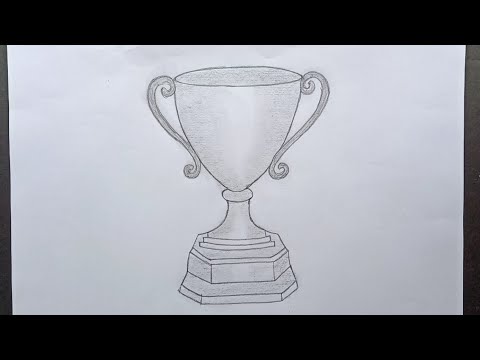 Draw a gold cup trophy || step by step drawing