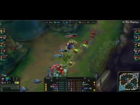 SKT T1 Faker- Kog'Maw vs Lucian Bot Lane- LOL HighLight from Korea 12/2/2016