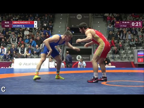 1/4 FS - 86 kg: SADULAEV ABDULRASHID (RUS) df. G. GYURITS (HUN) by TF, 12-1