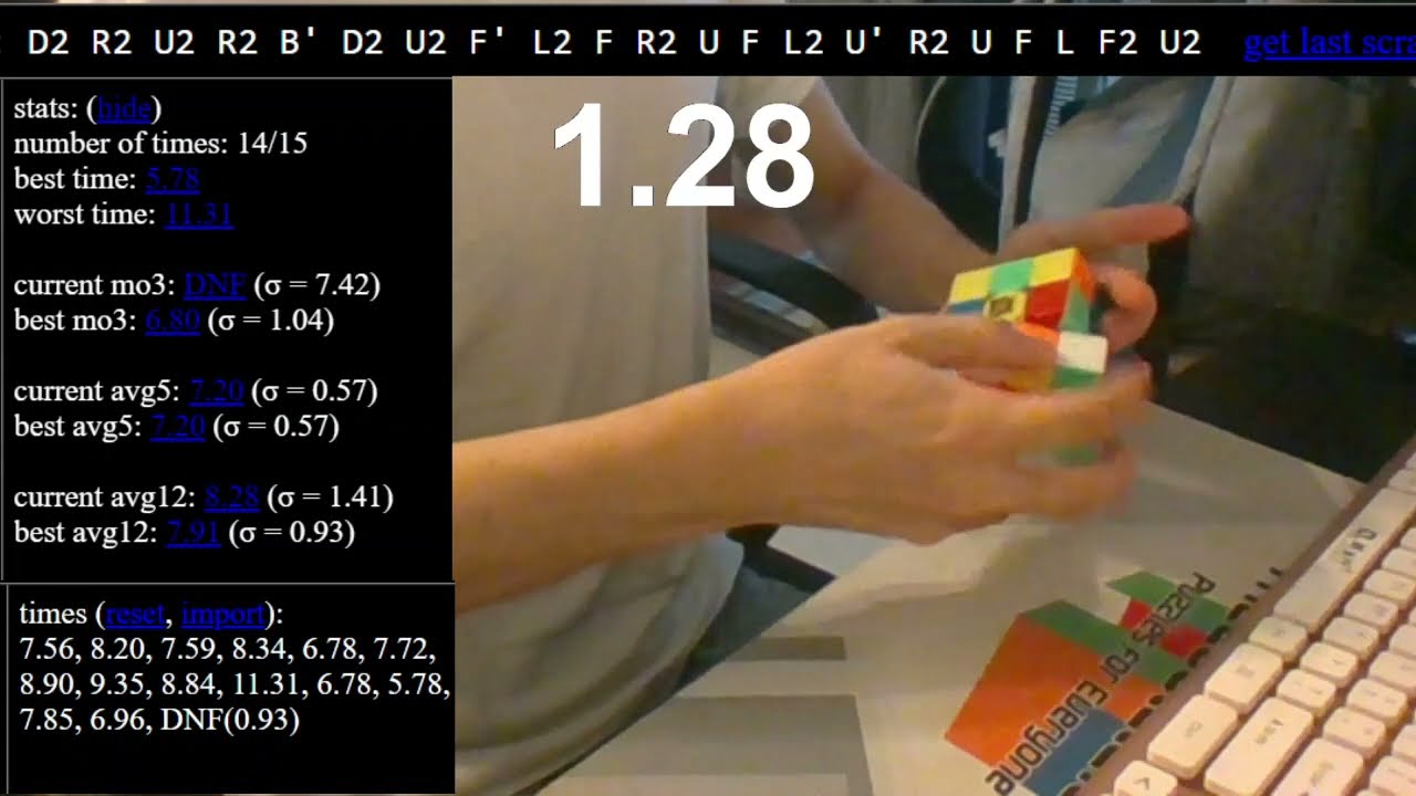 7.08 ao5 (Counting 7.85)