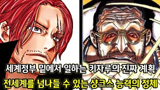 [원피스 1089화 심층분석 2부] 세계정부 밑에서 일하는 키자루의 진짜 계획 그리고 전세계를 넘나들 수 있는 샹크스 능력의 정체