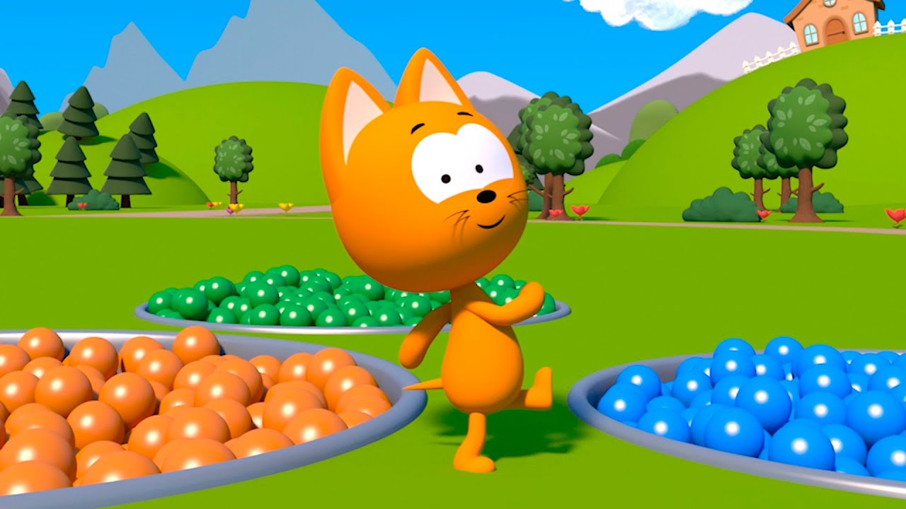 Piscinas de bolas de colores | Juegos infantiles y dibujos animados | El gatito Koté