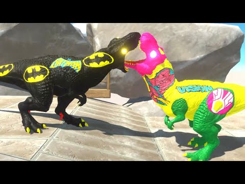 BATMAN T REX vs VISION SPEED CLIMB - Animal Revolt Battle Simulator