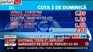 COTA 2 DE DUMINICĂ: Ponturi simple, pentru inca o zi de PROFIT!