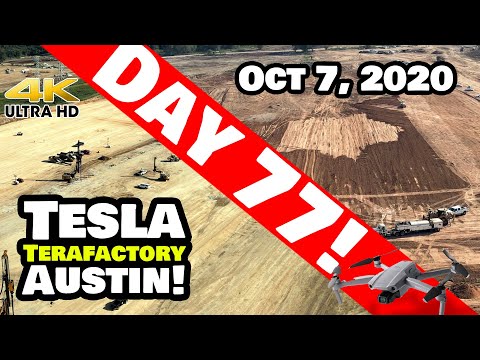 Tesla Gigafactory Austin 4K  Day 77 - 10/7/20 - Terafactory Texas - SWITCHYARD LEVELING in Progress!