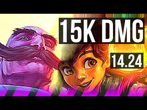 BRAUM & Aphelios vs MILIO & Jinx (SUP) | 15k DMG | NA Master | 14.24