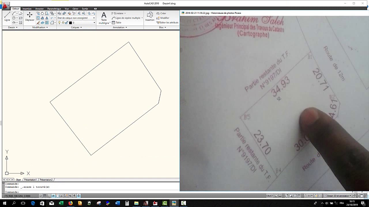 cours sur AutoCad Part 2 comment entrer les coordonnées GPS pour avoir la forme exacte du terrain