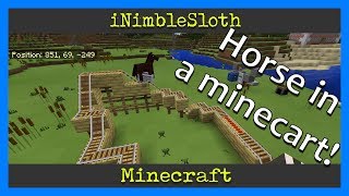 Minecraft - Horse riding a minecart!