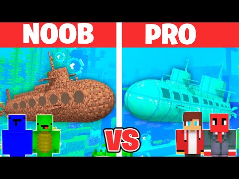 MIKEY contro la famiglia JJ - Noob contro Pro: sfida di costruzione del SOTTOMARINO in Minecraft