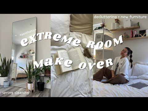 EXTREME ROOM MAKEOVER + TOUR: spring cleaning, decluttering, ikea furniture, amazon organization!