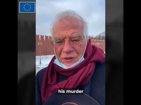 HR/VP Borrell visits assassination site of Boris Nemtsov, Moscow, February 2021