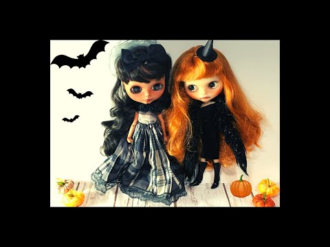 custom blythe doll halloween special - spooky fashion show dolly dress up