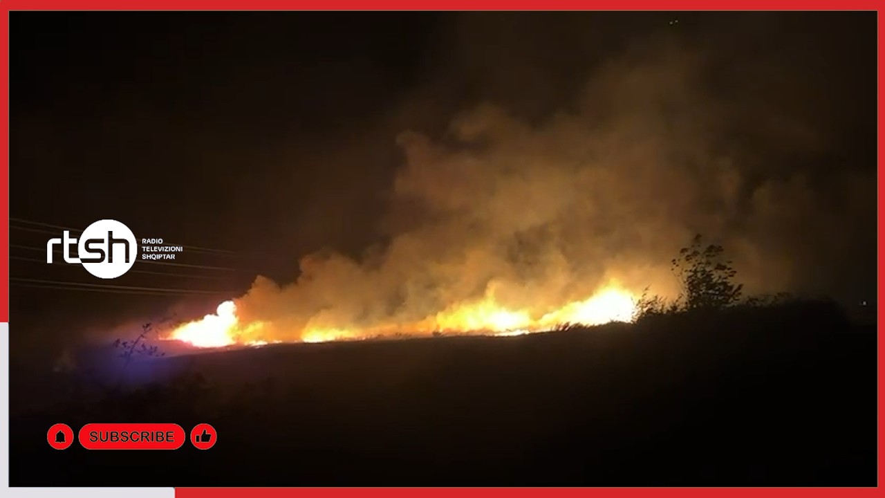 Zjarr i përmasave të mëdha në Lezhë/ Flakët rrezikojnë banesat në Manati dhe Barbullojë, era e fortë vështirëson ndërhyrjen