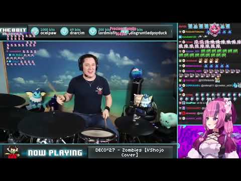 Ironmouse reacts to The8BitDrummer playing  DECO*27 - Zombies 【VShojo Cover】