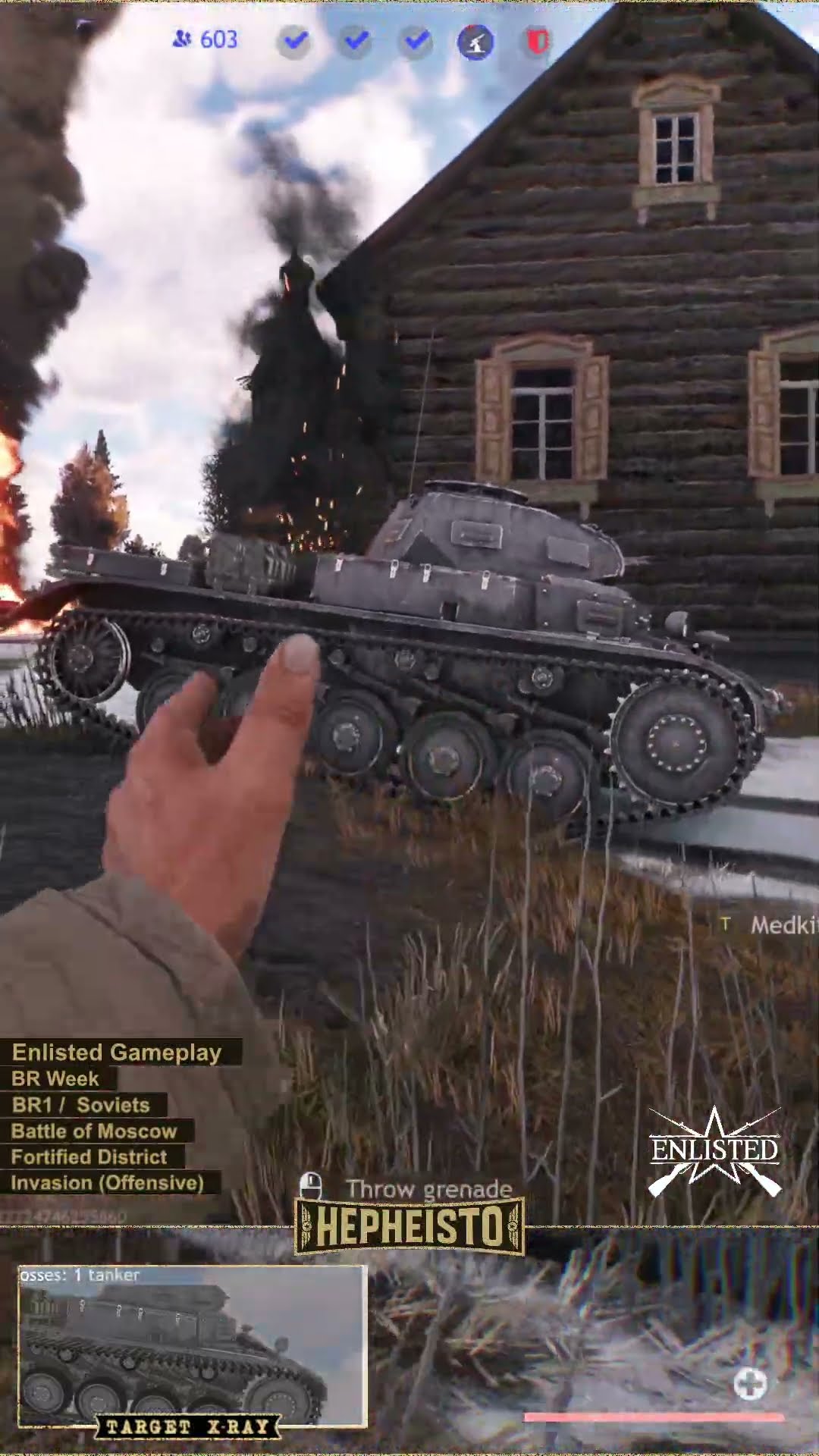Paratrooper assist elimination of Panzer II C with Explosion Pack
