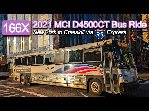 NJ Transit 166X Bus Ride: 2021 MCI D4500CT 21034 from New York to Cresskill via I-95 Express