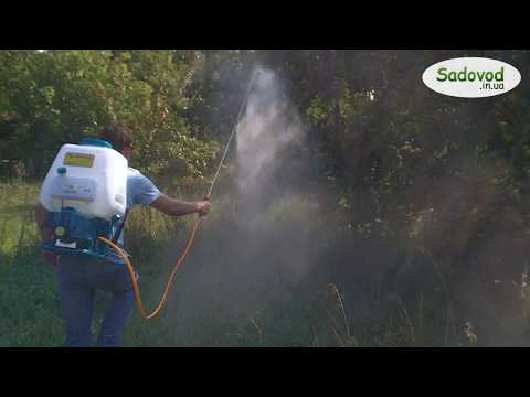 Мотоопрыскиватель садовый Sadko GSP-3325 в работе