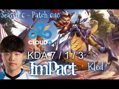 C9 Impact KLED vs FIORA Top - Patch 6.18 KR Ranked | League of Legends