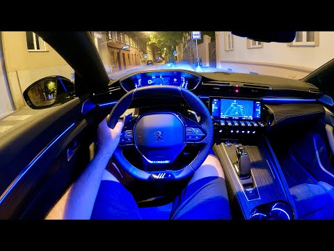 New Peugeot 508 PSE 2022 - night POV test drive (360 HP hybrid, EXHAUST sound & electric mode)