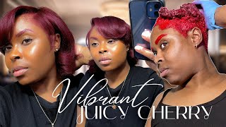 🍒 How to: Dye your Natural hair BURGUNDY | L’Oréal HiColor | Strawberry Leopard Foxy (AT HOME)